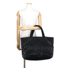 Load image into Gallery viewer, SAINT LAURENT PARIS Wide Puffer Logo Shopping Bag Black756269FACY81000 SilkTec Canvas