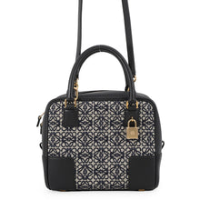 Load image into Gallery viewer, LOEWE amazona19 square bag Gray/BlackA039N10X02 Canvas Calf Leather Size 19