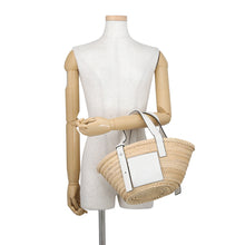 Load image into Gallery viewer, LOEWE Basket bag Natural/WhiteA223S93X04 Palm Leaf Calf Leather Size Small