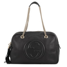 将图像加载到图库查看器中,GUCCI Soho Interlocking G Chain Shoulder Bag Black353126 Calf Leather