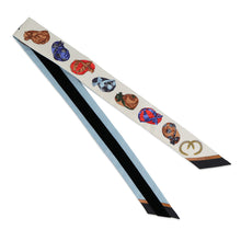 Load image into Gallery viewer, HERMES Twiron Jockey Black/Cream/Blue GlacierH851592S 01 Silk100%