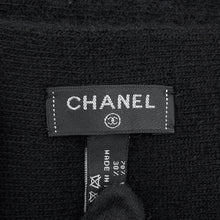 将图像加载到图库查看器中,CHANEL Large Logo Scarf Black/Blue Wool70% Cashmere30%
