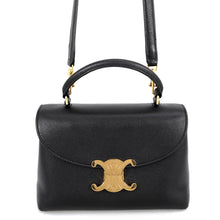 将图像加载到图库查看器中,CELINE Triomphe Teen Nino 2-Way Shoulder Bag Black118113 Calf Leather