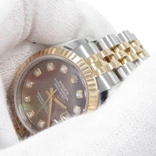 将图像加载到图库查看器中,ROLEX Datejust W26mm Stainless Steel K18PG Black Shell Dial179171NG