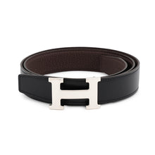 Load image into Gallery viewer, HERMES Constance H Belt Size 95 Black/Chocolat Box Calf Leather Togo Leather