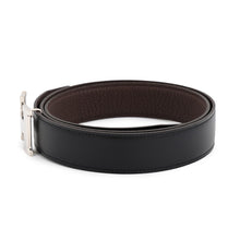 Load image into Gallery viewer, HERMES Constance H Belt Size 95 Black/Chocolat Box Calf Leather Togo Leather