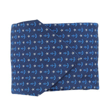 Load image into Gallery viewer, HERMES Heavy Silk Tie Stars Maillon Size 2.8" Marine/Azur/Blanc Silk100%