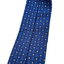 Load image into Gallery viewer, HERMES Heavy Silk Tie Stars Maillon Size 2.8" Marine/Azur/Blanc Silk100%