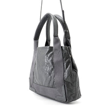 将图像加载到图库查看器中,BALENCIAGA Navy Cabas 2WAY Handbag Gray390346 Leather Canvas Size XS