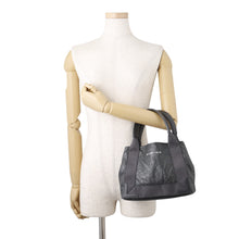 将图像加载到图库查看器中,BALENCIAGA Navy Cabas 2WAY Handbag Gray390346 Leather Canvas Size XS