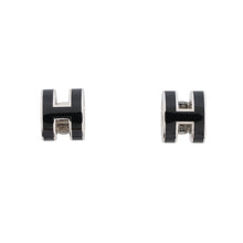 将图像加载到图库查看器中,HERMES Pop Ash Earrings Black Metal Lacquer