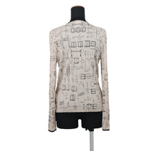 将图像加载到图库查看器中,HERMES Cardigan with Cahiers du Corporteur print Size 38 Beige Pierre Histori Cashmere70% Silk30%