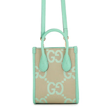 将图像加载到图库查看器中,GUCCI Jumbo GG Canvas Mini Tote Beige/Green671623 Jumbo GG Canvas Leather