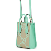 将图像加载到图库查看器中,GUCCI Jumbo GG Canvas Mini Tote Beige/Green671623 Jumbo GG Canvas Leather