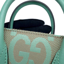将图像加载到图库查看器中,GUCCI Jumbo GG Canvas Mini Tote Beige/Green671623 Jumbo GG Canvas Leather