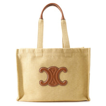 Load image into Gallery viewer, CELINE Cabatais Triomphe Tote Bag Natural/Brown196762DST.02NT Canvas Leather Size Large