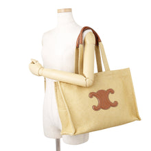 Load image into Gallery viewer, CELINE Cabatais Triomphe Tote Bag Natural/Brown196762DST.02NT Canvas Leather Size Large