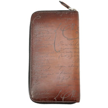 将图像加载到图库查看器中,Berluti Itauba Calligraphy Zip Around Brown scritto leather