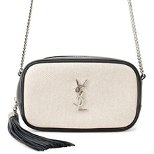 Load image into Gallery viewer, SAINT LAURENT PARIS Lou Fringe Camera Bag Beige/Black612563 Canvas Leather Size Mini