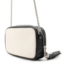 Load image into Gallery viewer, SAINT LAURENT PARIS Lou Fringe Camera Bag Beige/Black612563 Canvas Leather Size Mini