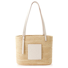 将图像加载到图库查看器中,LOEWE Anagram Square Basket Bag White/NaturalA223099X02 Raffia Leather Size Small