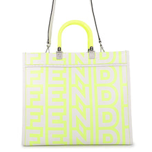 Load image into Gallery viewer, FENDI Marc Jacobs x Sunshine Collaboration 2-Way Shopper Bag (Medium) White/Neon Yellow8BH386 Leather