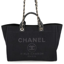 Load image into Gallery viewer, CHANEL Deauville 2WAYTote Bag BlackA66941 Canvas Leather Size GM