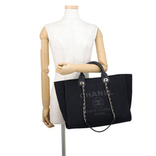 Load image into Gallery viewer, CHANEL Deauville 2WAYTote Bag BlackA66941 Canvas Leather Size GM