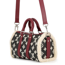 将图像加载到图库查看器中,LOUIS VUITTON Keepall Bandouliere Noir/Blanc/Rouge FoncéM23788 Monogram・Shearling Size 25