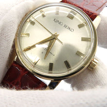 Load image into Gallery viewer, SEIKO King SEIKO First Model Gold Plated Leather Silver DialJ14102E