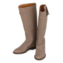 将图像加载到图库查看器中,HERMES Jumping Long Boots Etoupe Box Calf Leather Size 37 1/2
