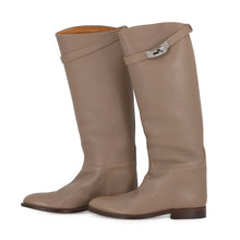 将图像加载到图库查看器中,HERMES Jumping Long Boots Etoupe Box Calf Leather Size 37 1/2