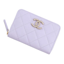 Load image into Gallery viewer, CHANEL Matelasse Zip Coin Card Case PurpleAP4253 Caviar Leather
