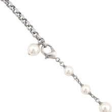 Load image into Gallery viewer, CHANEL Pearl Long Necklace Silver Metal Faux Pearl Rhinestone