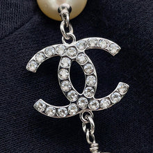 Load image into Gallery viewer, CHANEL Pearl Long Necklace Silver Metal Faux Pearl Rhinestone