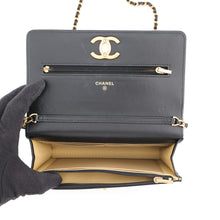 将图像加载到图库查看器中,CHANEL CC Logo Chain Wallet BlackAP3938 Shiny Lambskin/Enamel