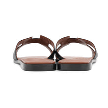 Load image into Gallery viewer, HERMES Oran Sandals Black/Brown Box Calf Leather Size 37H