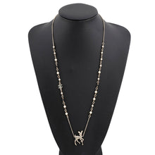 Load image into Gallery viewer, CHANEL CC Logo Bambi Motif Long Necklace Gold Plated Rhinestone Faux Pearl