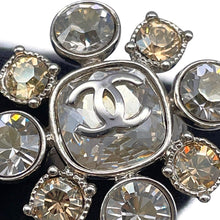 Load image into Gallery viewer, CHANEL CC Logo Rhinestone Ring Size Approximately No. 13 Silver Metal Rhinestone