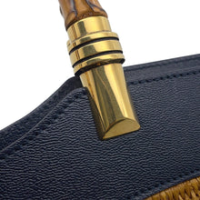 Load image into Gallery viewer, GUCCI Japan Limited Edition GG Marmont Bamboo Handbag Navy/Brown655657 Raffia Leather