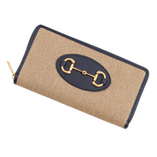 将图像加载到图库查看器中,GUCCI Horsebit 1955 Zip-Around Long Wallet Navy/Beige621889 Canvas/Leather