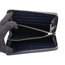 将图像加载到图库查看器中,GUCCI Horsebit 1955 Zip-Around Long Wallet Navy/Beige621889 Canvas/Leather