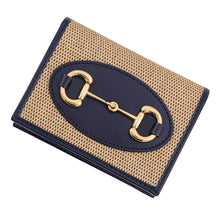 Load image into Gallery viewer, GUCCI Horsebit compact wallet Beige/Navy621887 Canvas/Leather