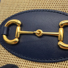 Load image into Gallery viewer, GUCCI Horsebit compact wallet Beige/Navy621891 Canvas/Leather