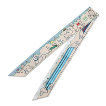 Load image into Gallery viewer, HERMES Twilly, the Parisian Dog (Les Chiens Parisiens) Gris Perle/Blue/Jaune Silk100%
