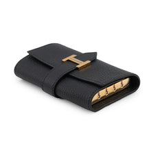 Load image into Gallery viewer, HERMES Bearn Quadruple Key Case Black Chevre Myzore Goatskin
