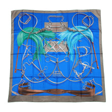 Load image into Gallery viewer, HERMES Giant Square PROJETS CARRES Size 140 Blue Roy/Etoupe Silk100%