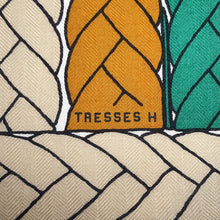 Load image into Gallery viewer, HERMES Carre Jean TRESSES H Size 140 Vert Emeraude/Caramel / Blanc Cashmere70% Silk30%