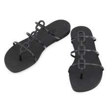 Load image into Gallery viewer, HERMES Mykonos Sandals Black Rubber Size 36