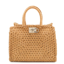 Load image into Gallery viewer, Ferragamo Gancini Studio Handbag Brown211101 Raffia